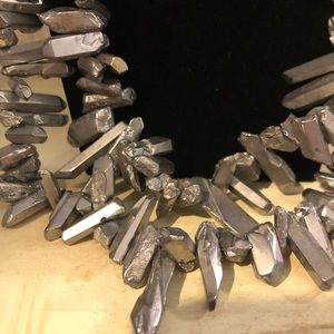 SASSY JONES VINTAGE Necklace  ( Silver / Platinum two strange stone nuggets)